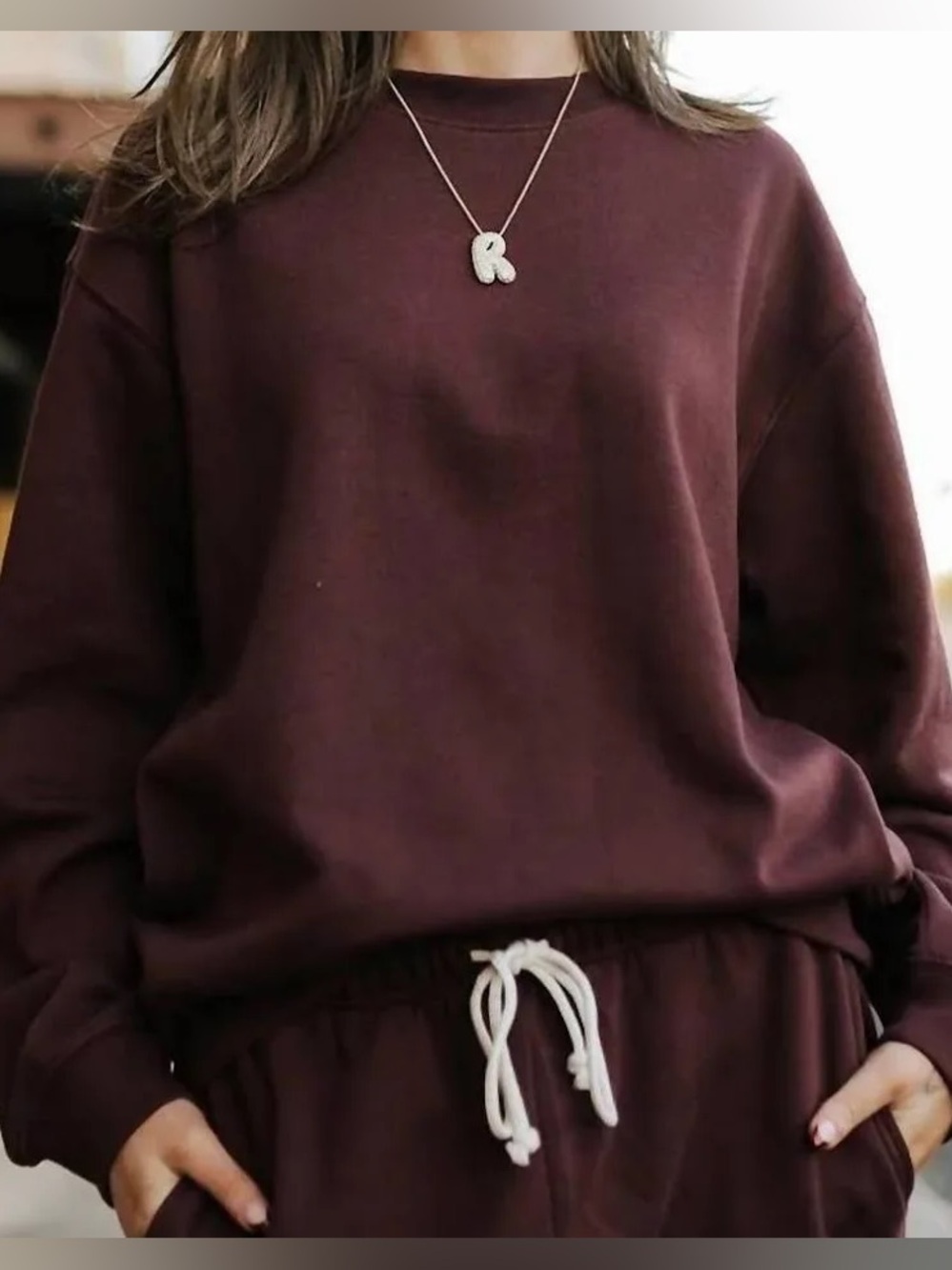 Z Supply Sweatshirt & Jogger Lounge Set Merlot Top XS Pants S Split Size